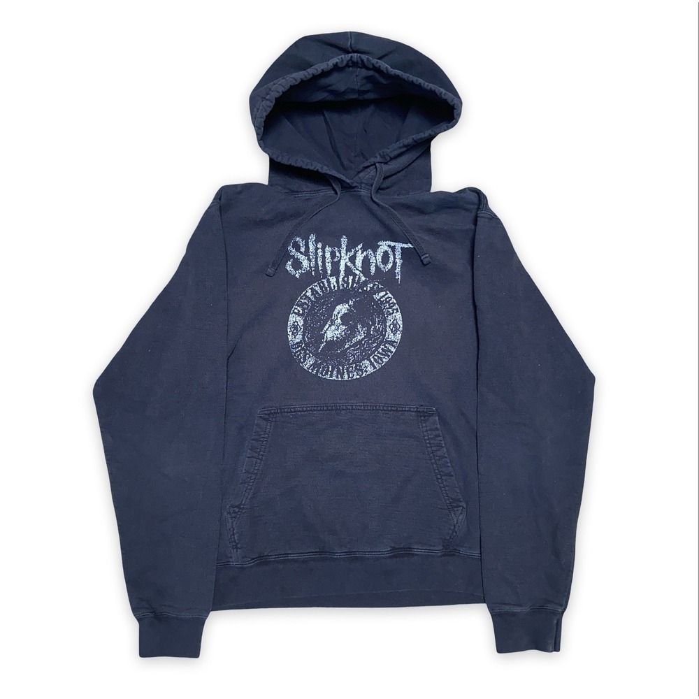 Slipknot Hoodie Sweatshirt Men's Medium Black Faded Y2K Rock Metal Grunge Punk